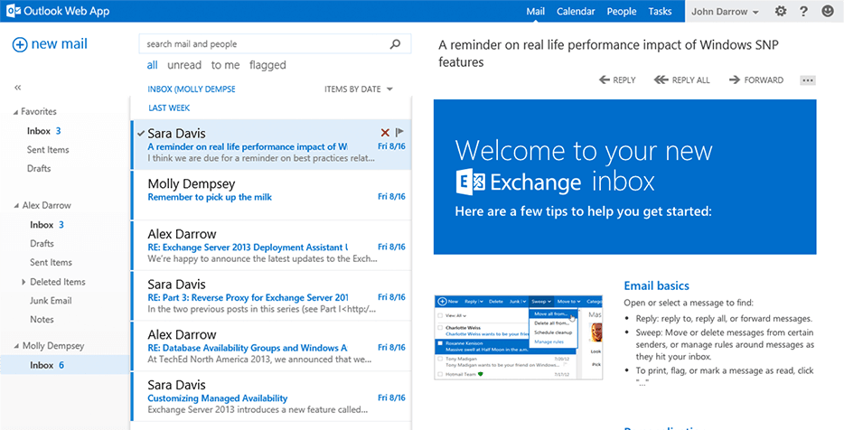 Manage emails, calendars and more with from any web browser
